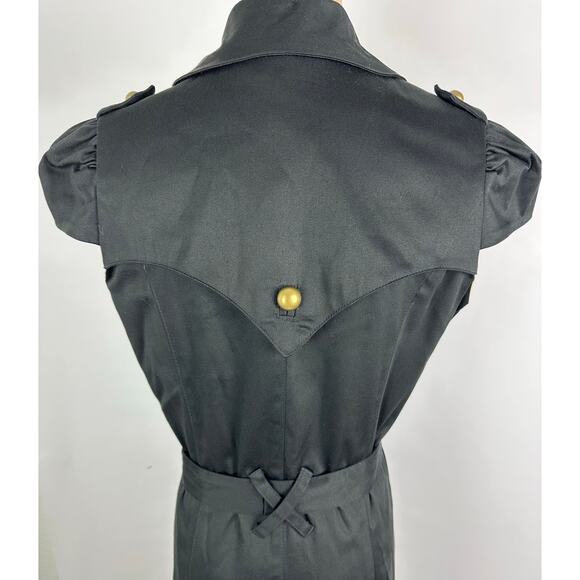 NWT Voom by Joy Han USA Size Medium Black Trench Coat Goth Whimsygoth - Picture 10 of 16